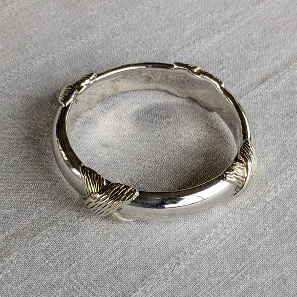 David Varsano 36g Big Electroform Bangle Bracelet, Sterling w Gold Vermeil - Picture 2 of 10